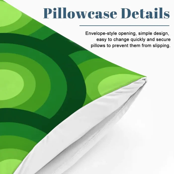 Green Peacock Eye Duvet Cover Set: 70s Retro Full Size Microfiber Bedding - retro bedding