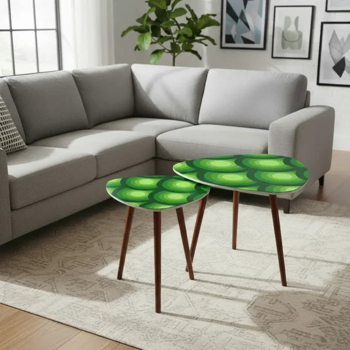 Green Peacock Eyes Retro Tripod Nesting Table Set - Midcentury tables - One Size - retro nesting tables