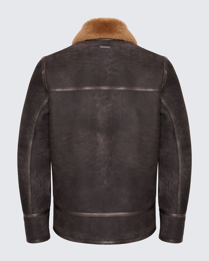 Gregor Shearling Bomber Jacket Dark Brown