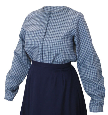 Greta Blouse - Blue Plaid