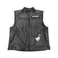 H-Davidson Men's Black Biker Real Leather Vest Leather Outlet