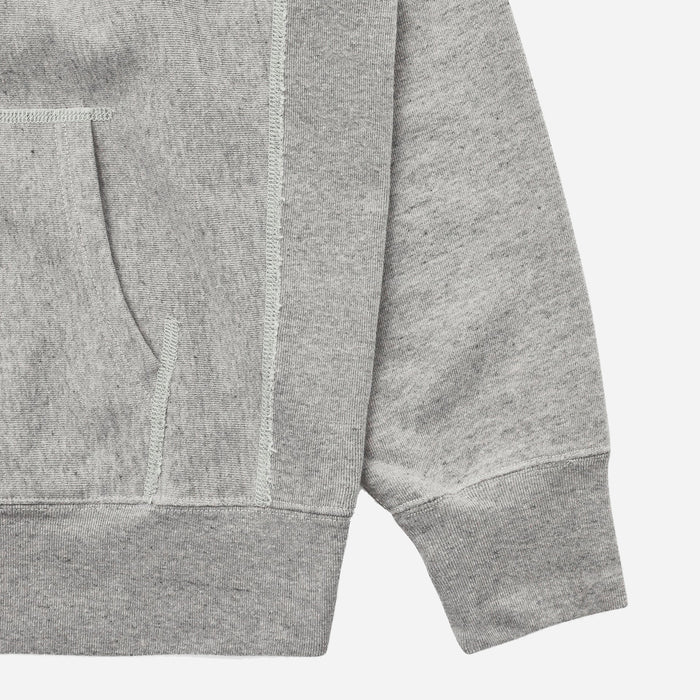 HALF BUTTON HOODIE - HEATHER GREY
