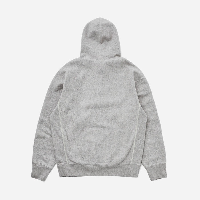 HALF BUTTON HOODIE - HEATHER GREY