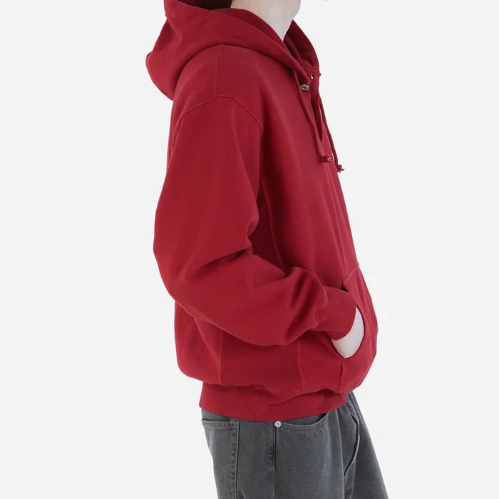 HALF BUTTON HOODIE - RED