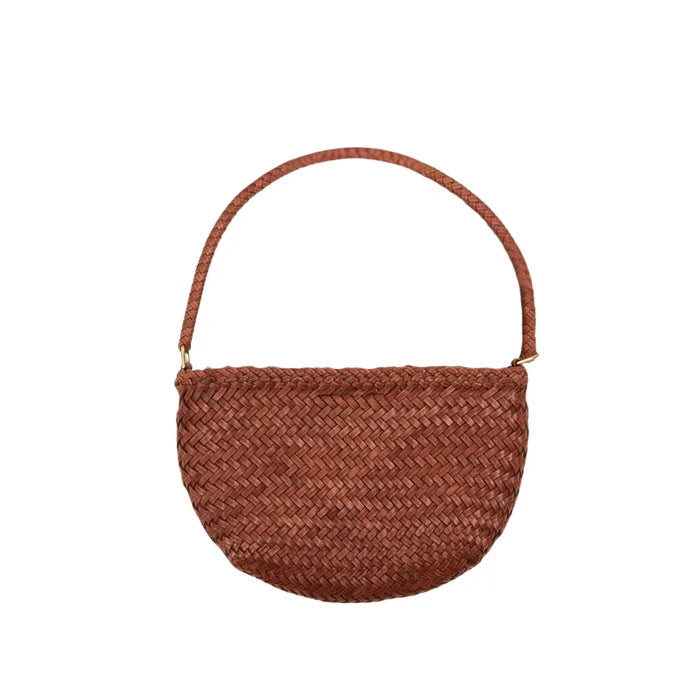 Half Moon Bag Tan Woven Leather