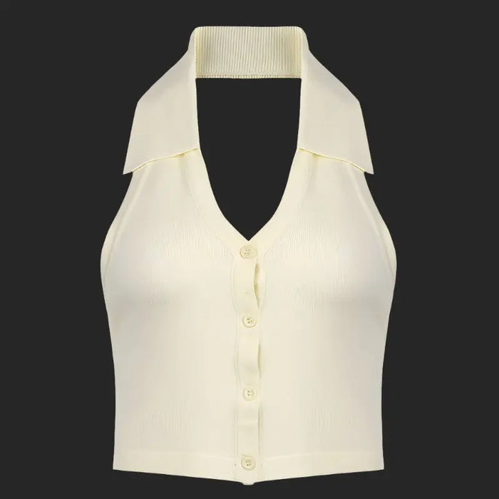 Halter Button Up Top fashionnsio