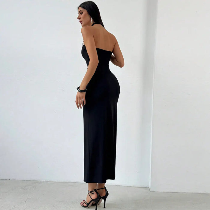 Criss Cross Bodycon Long Dress fashionnsio