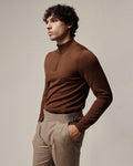 Hamilton Merino Wool Silk Cashmere Quarter Zip Jumper Brown