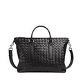 Handwoven Leather Briefcase Tote for 14" Laptop - Soft Briefcase - Black