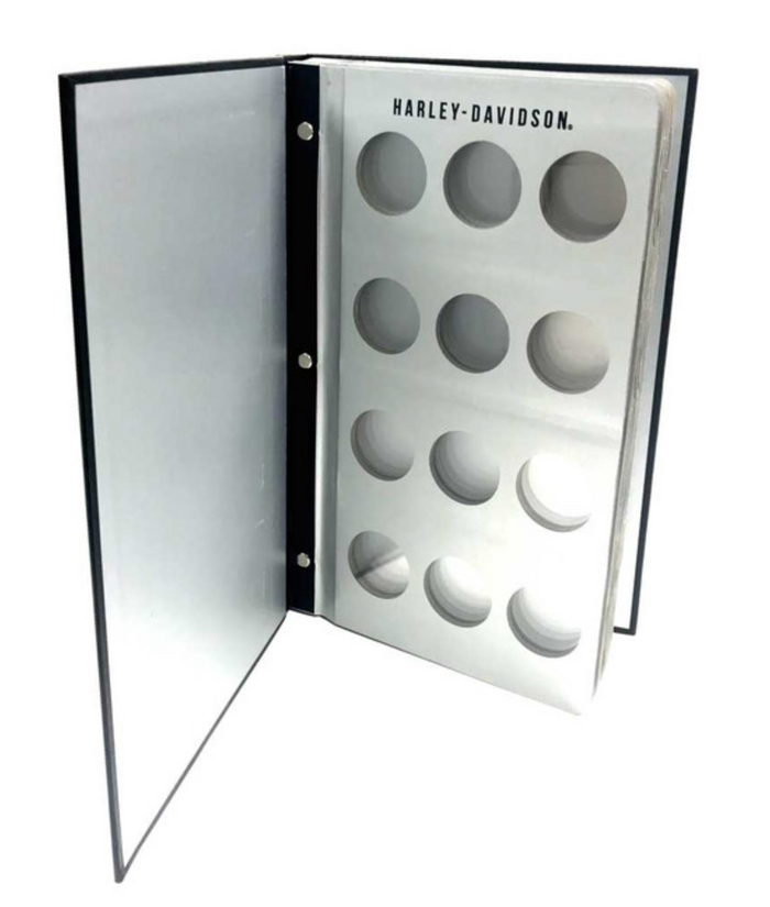 Harley-Davidson® Collector's 96 Ct. Poker Chip Leather Grain Album - Black 6696