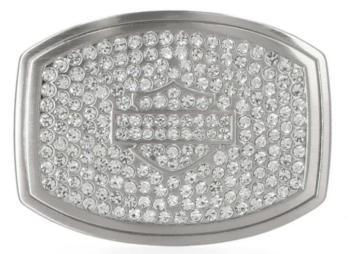 Harley-Davidson® Women's Bar & Shield Embellished Belt Buckle – Brushed Nickle