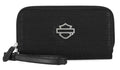 Harley-Davidson® Women's Metal Bar & Shield Croco Zip Around w/ Wristlet - Black