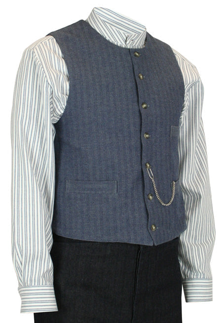 Hartman Work Vest - Blue Herringbone