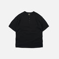HENLEY HALF T-SHIRT - BLACK