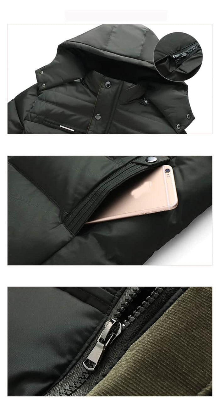 Hooded slim fit plus down padded down jacket men BadAssWear.fi