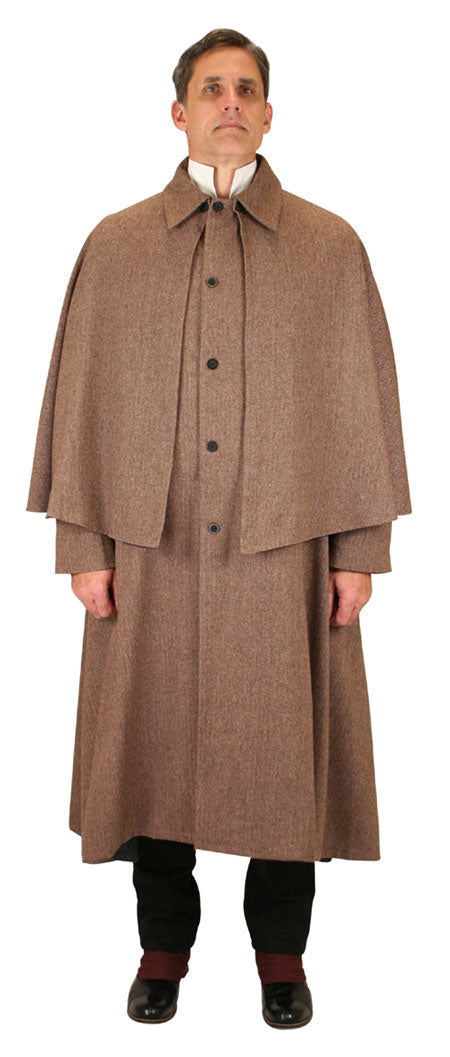 Inverness Coat - Brown Herringbone Tweed
