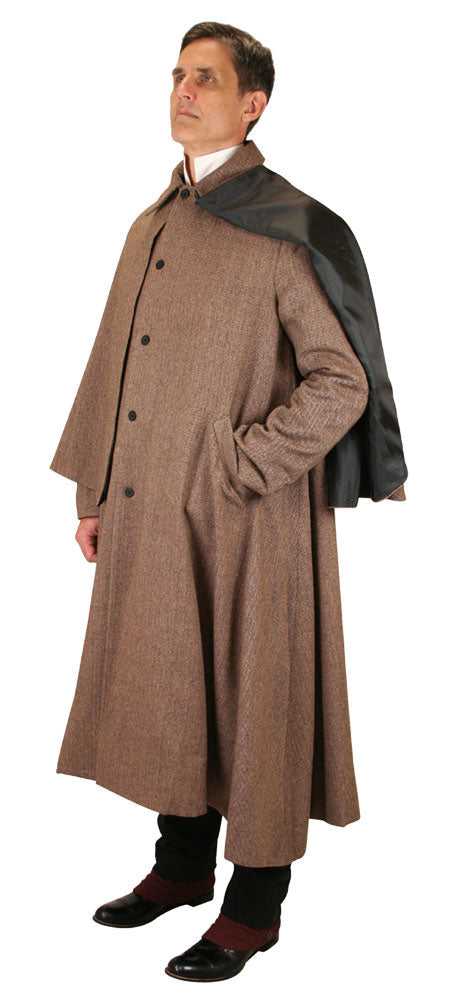 Inverness Coat - Brown Herringbone Tweed