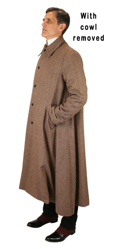 Inverness Coat - Brown Herringbone Tweed