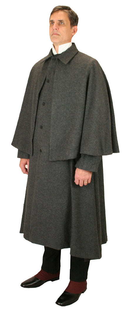 Inverness Coat - Gray Herringbone Tweed