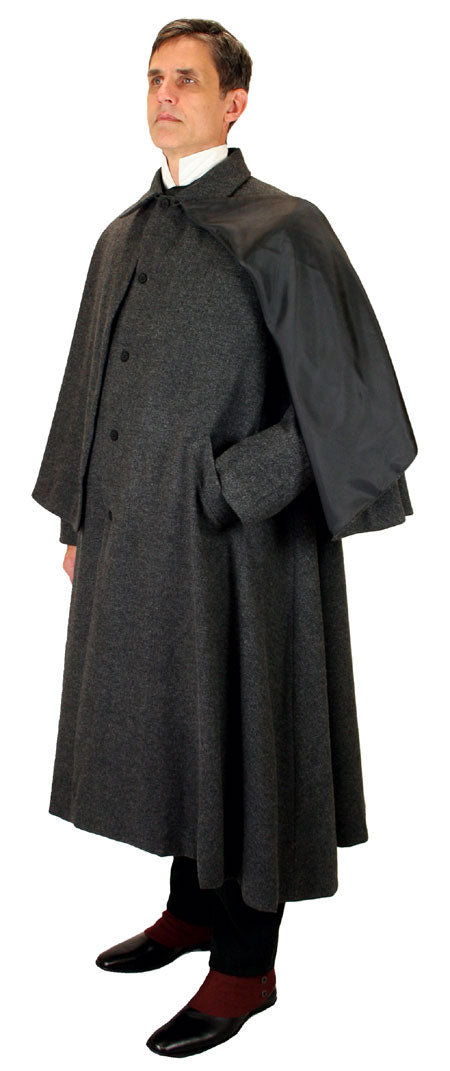 Inverness Coat - Gray Herringbone Tweed