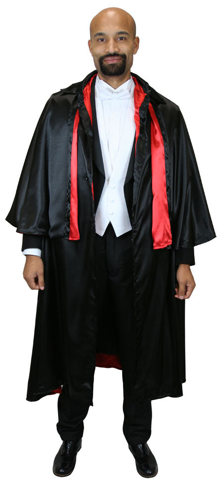 Inverness Satin Cape - Black/Red