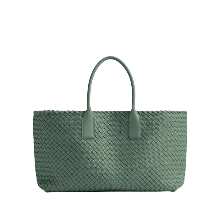 Italian Leather Handwoven Tote Bag