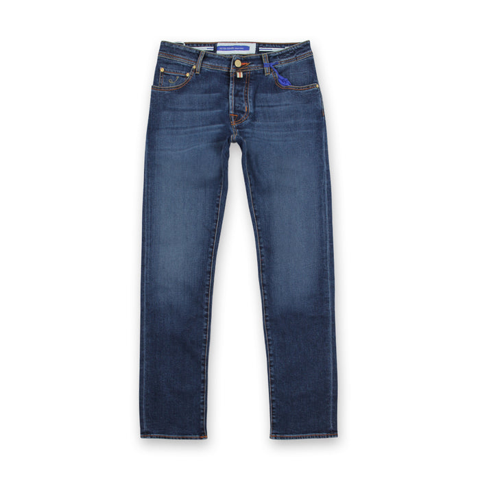 Jacob Cohen - Nick Slim Fit Orange Badge Jeans in Blue - Nigel Clare