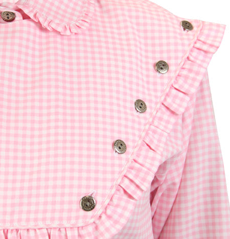Josie Bib Blouse - Pink Check