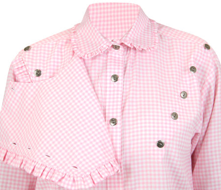Josie Bib Blouse - Pink Check