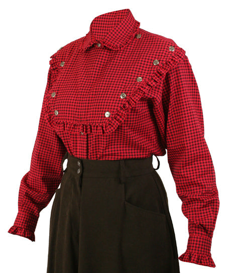 Josie Bib Blouse - Red Check