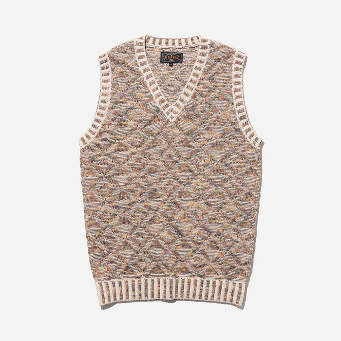 KASURI INDIGO DYED JACQUARD VEST - BEIGE