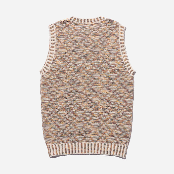 KASURI INDIGO DYED JACQUARD VEST - BEIGE