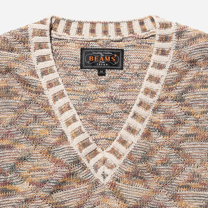 KASURI INDIGO DYED JACQUARD VEST - BEIGE