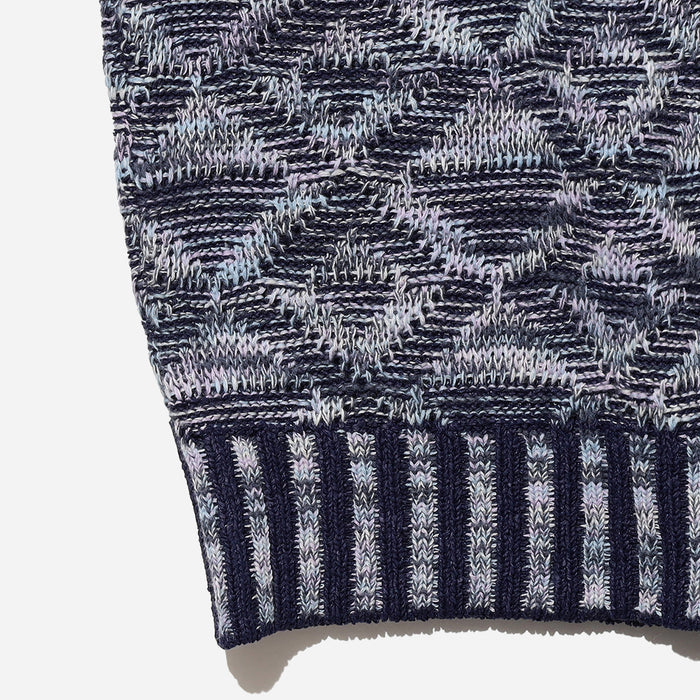 KASURI INDIGO DYED JACQUARD VEST - NAVY