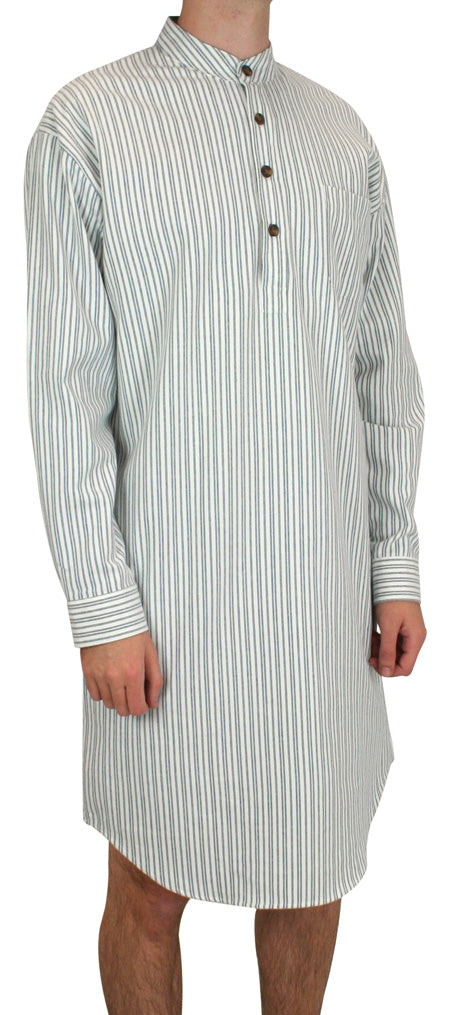 Killian Flannel Nightshirt - Blue Stripe