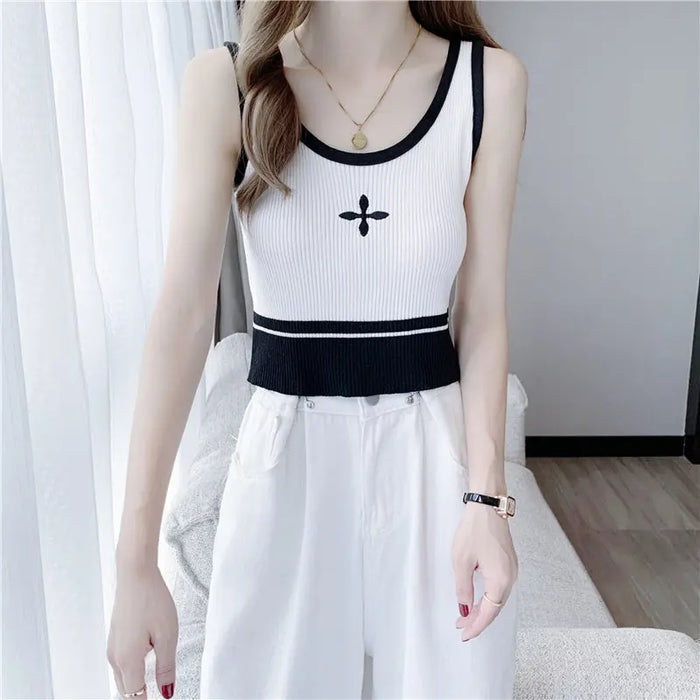 Knitted Color block Tank Top fashionnsio