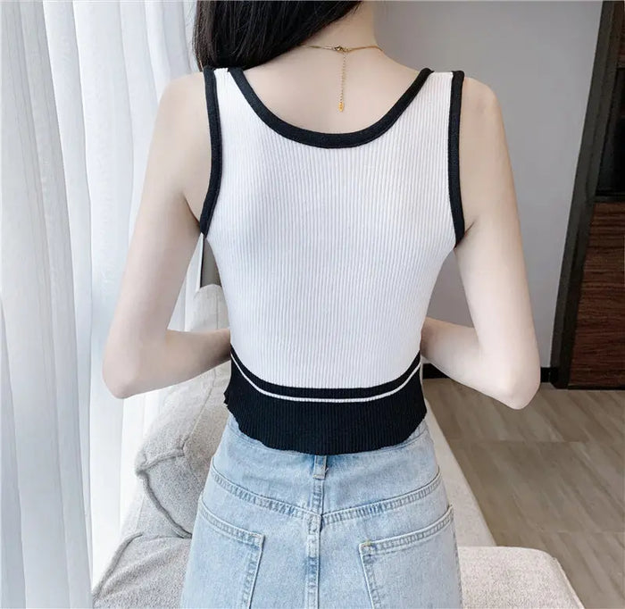 Knitted Color block Tank Top fashionnsio