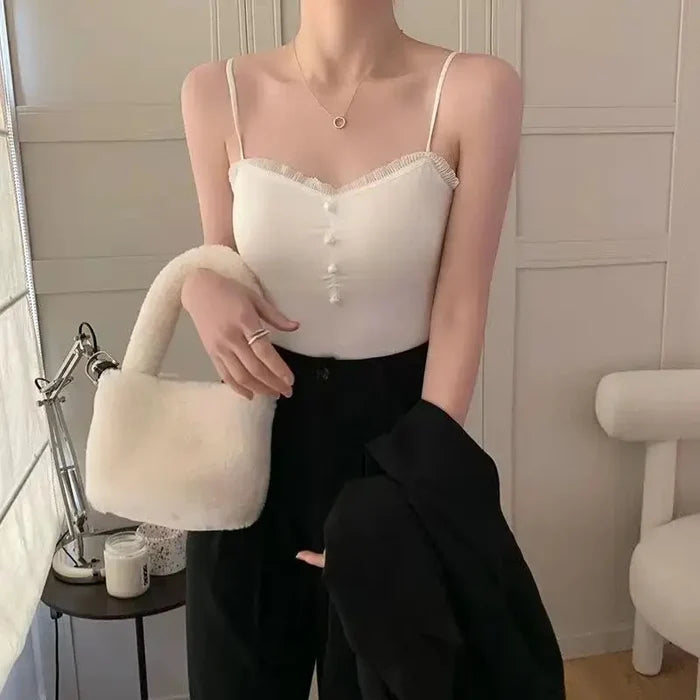 Lace Button Tank Top fashionnsio