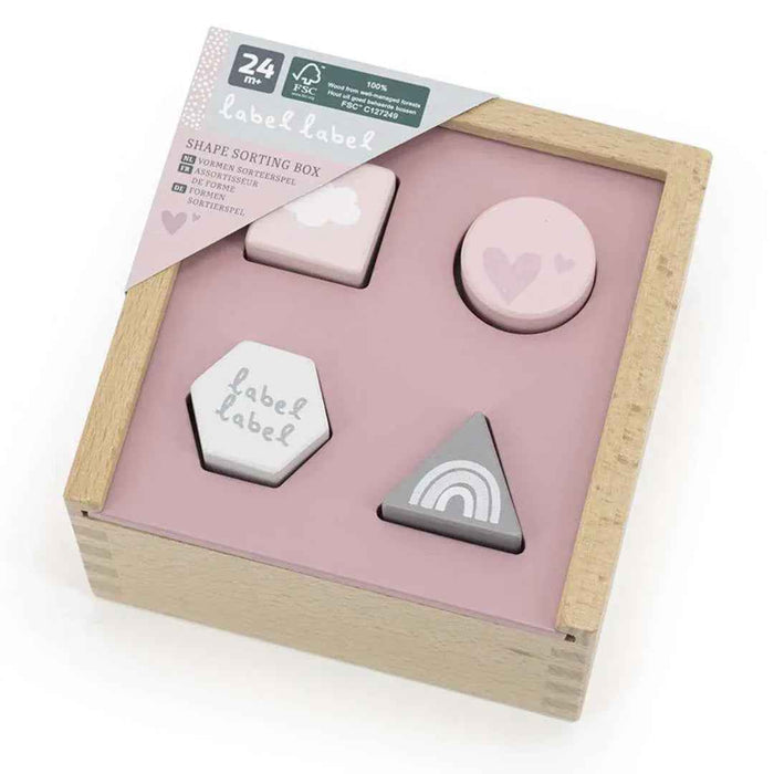 Label Label® Lesena aktivnostna škatla z liki Pink Label Label