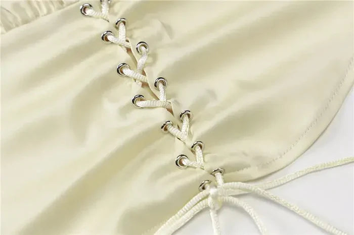 Puff Sleeve Lace Up Top fashionnsio