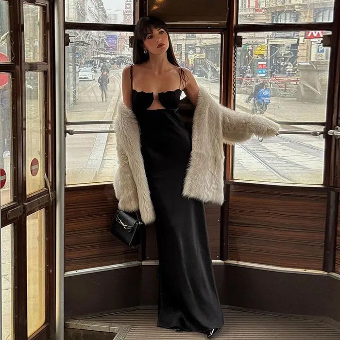 Lace Up Floral Long Dress fashionnsio