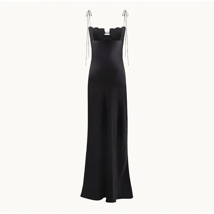 Lace Up Floral Long Dress fashionnsio