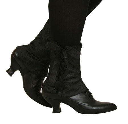 Ladies Spats - Black Brocade (One Pair)