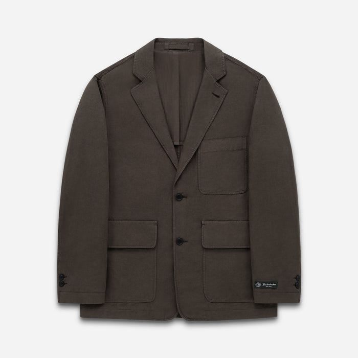 LANE TWILL & LINEN SUIT JACKET - BLACK OLIVE