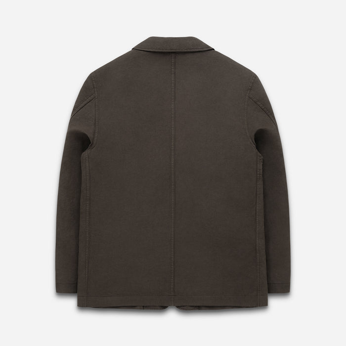 LANE TWILL & LINEN SUIT JACKET - BLACK OLIVE