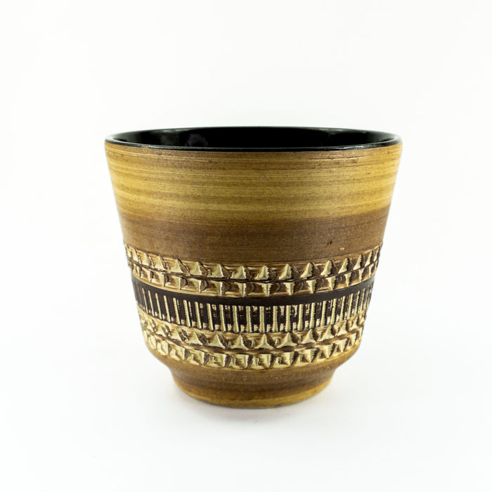 LARGE 1960s embossed CLINKER PLANTER Sgraffito