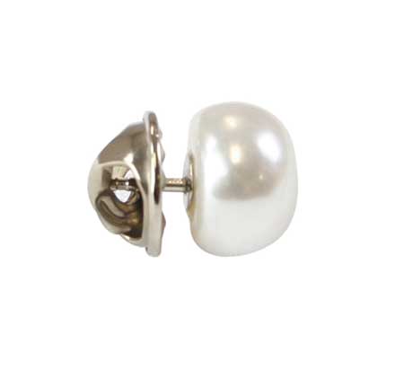 Large Pearl Tie Tack - White