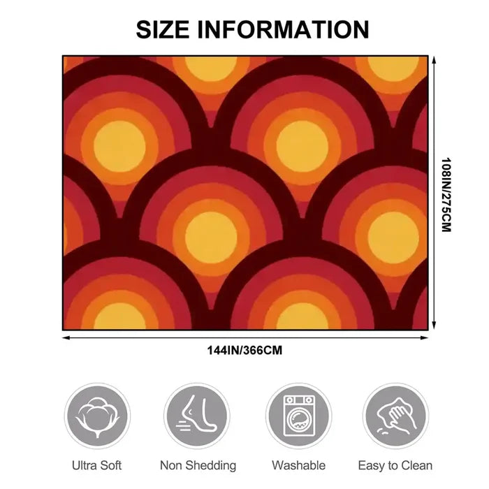 Large Retro 70s Area Rug 12x9 ft – Midcentury Plush Non-Slip Carpet - retro rug