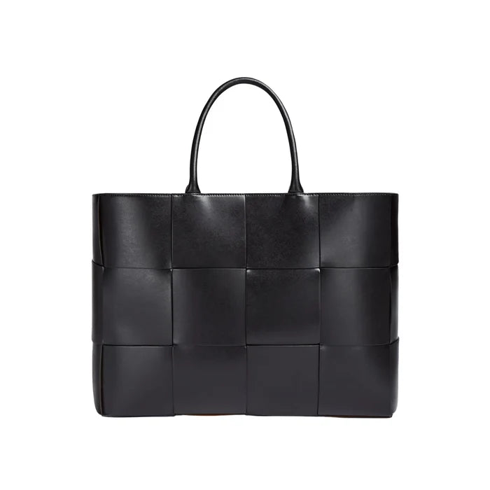 Large Arco Tote Woven leather Bag in Nero