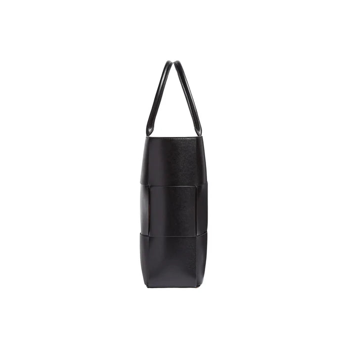 Large Arco Tote Woven leather Bag in Nero